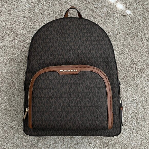 πNWOT Michael Kors Jaycee Large Logo Backpack Brown - Picture 5 of 9